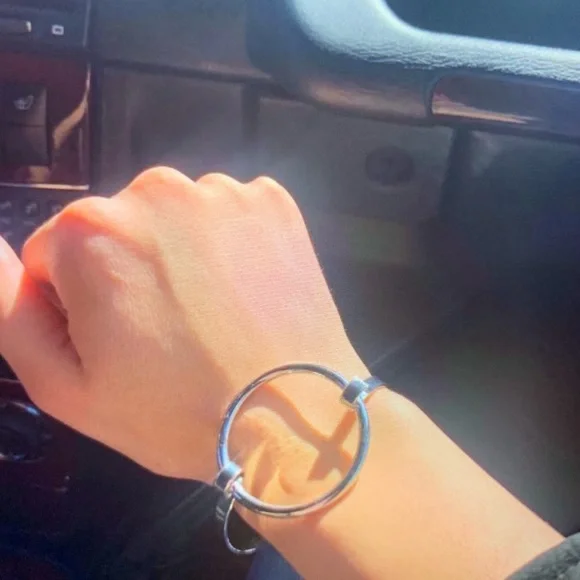 CUFF CIRCLE BRACELET SILVER OR GOLD - Picture 6 of 6